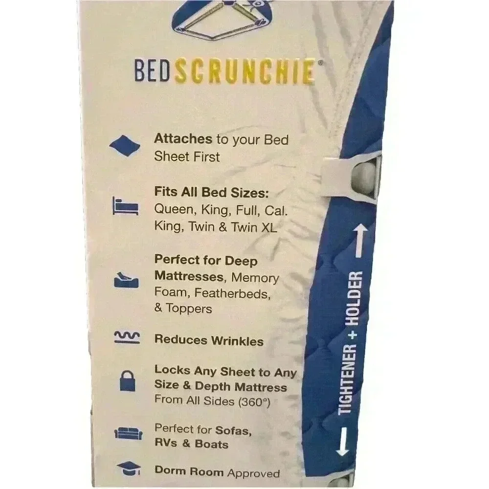 Bed Scrunchie Sheet Holder Straps Extender Heavy Duty‎ Gripper Clips Cord New